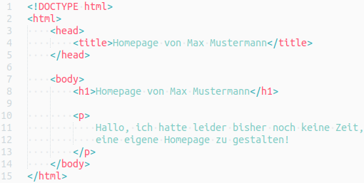 HTML-Beispiel für eine einfache Internetseite